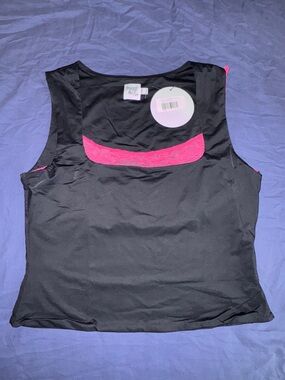 Princess Polly Black Tank with Connected Hot Pink Lace Bralette